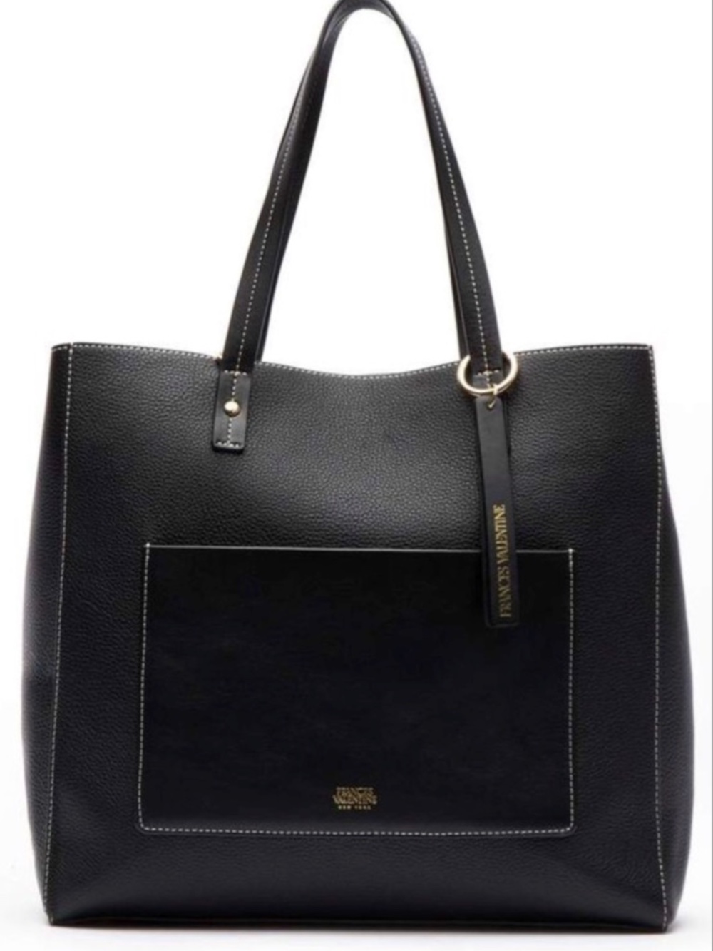 NWOT Frances Valentine Chloe Large Black Tumbled Leather Tote & CB Pouch: 2 Bags